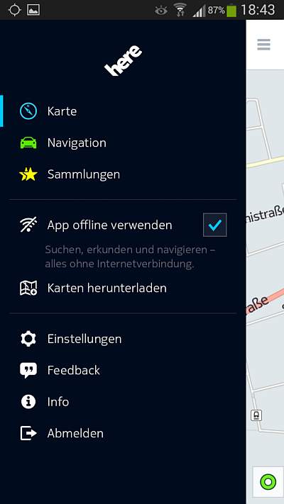 HERE WeGo mit großem Funktionsumfang auf Android Geräten